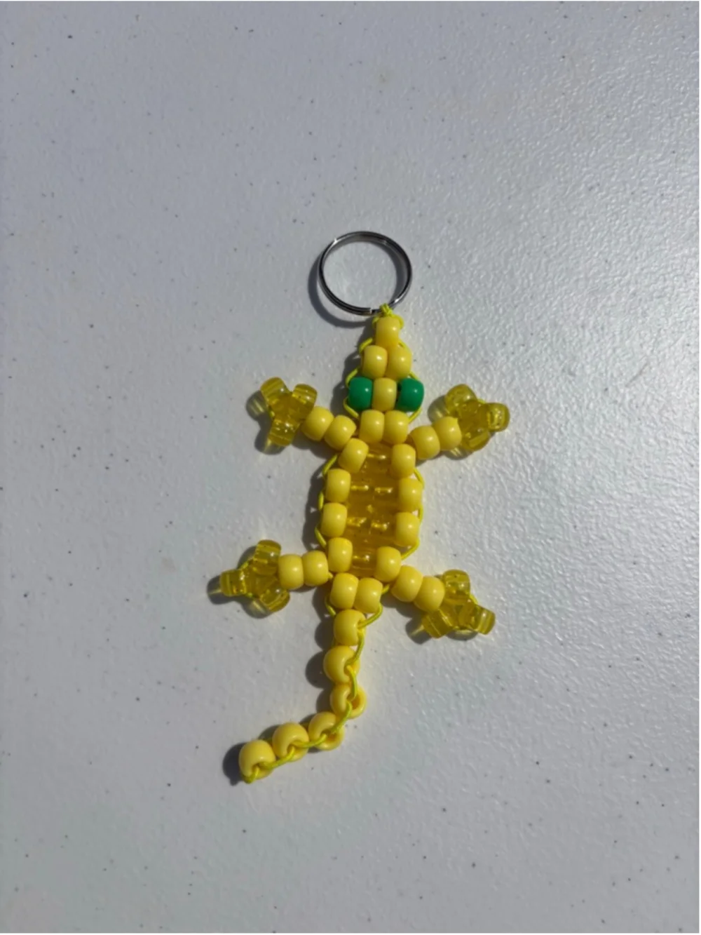 Lizard Pony Bead Keychain One Size Yellow Green